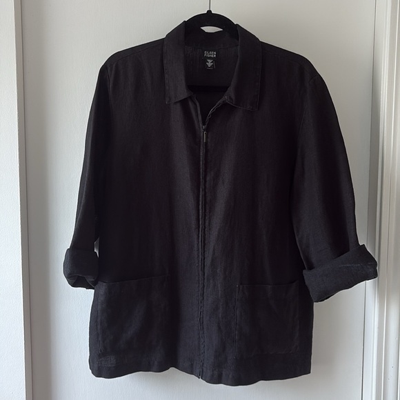 Eileen Fisher Jackets & Blazers - Eileen Fisher Zip Front Linen Blazer M